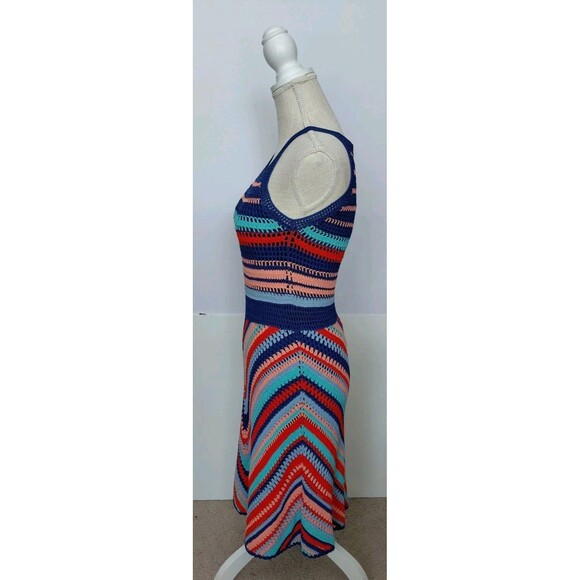 Anthropologie Parker Size S Sleeveless Multicolor Blues/Red Midi Crocheted Dress - Picture 3 of 10